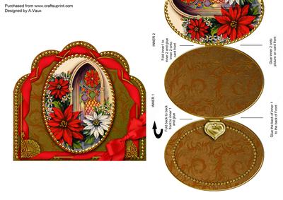 Poinsettia Window Ornate Scalloped Picture and Locket