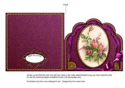 Rose Bouquet Ornate Scalloped Folded Card