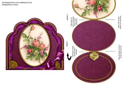 Rose Bouquet Ornate Scalloped Picture and Locket