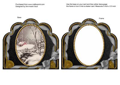 Winter Walk Ornate Scalloped Card Front and Frame