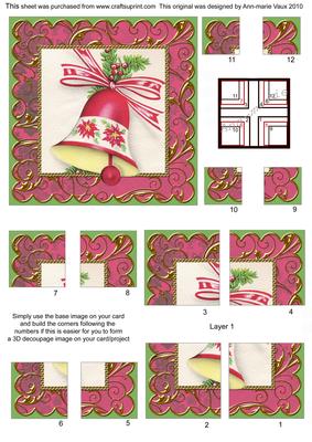 Christmas Bells Gold All 4 Corner Stacker Card Front