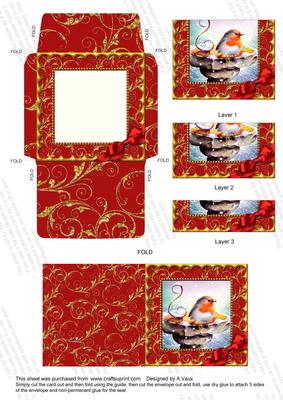 Robin Gold Swirl Mini Card Envelope Bottom Stacker Aio