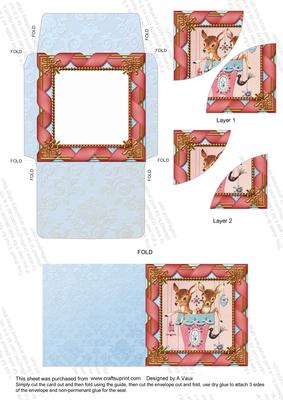 Cute Baby Reindeers Card Envelope Duo Corner Stacker Aio