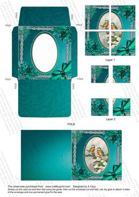 Blue Tits Ice Card Envelope 4 Corner Stacker Aio