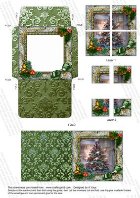 How Tree Looks Holly Card Envelope 4 Corner Stacker Aio