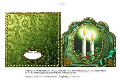 Candle Duo Ornate Scalloped Folded Card