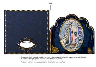 Christmas Door Ornate Scalloped Folded Card