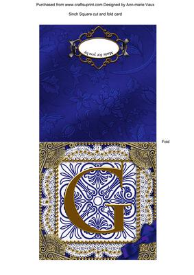 Vintage Blue g Monogram Portrait Fold Card