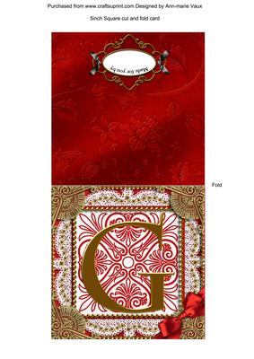 Vintage Red g Monogram Portrait Fold Card