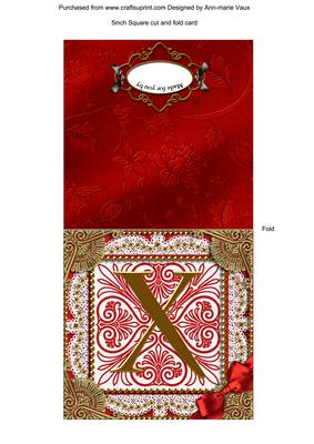 Vintage Red x Monogram Portrait Fold Card