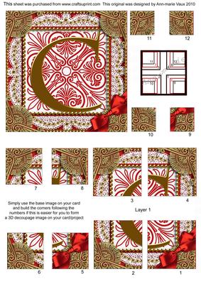 Vintage Red C Monogram All 4 Corner Stacker Card Front
