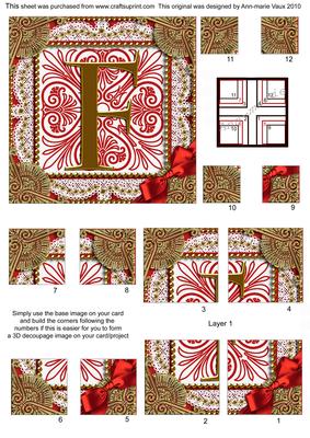 Vintage Red F Monogram All 4 Corner Stacker Card Front