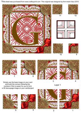 Vintage Red g Monogram All 4 Corner Stacker Card Front