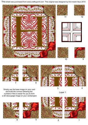 Vintage Red H Monogram All 4 Corner Stacker Card Front
