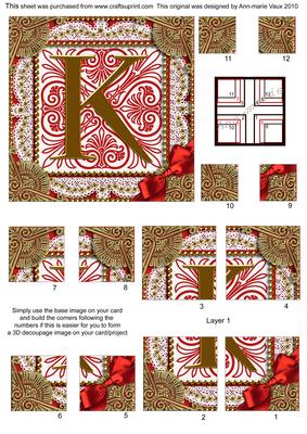 Vintage Red K Monogram All 4 Corner Stacker Card Front