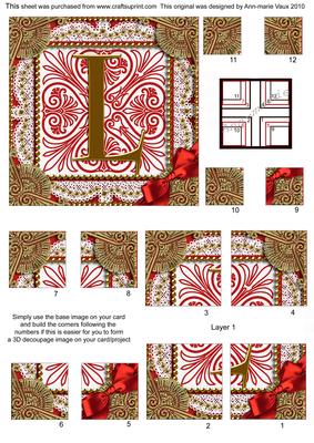 Vintage Red L Monogram All 4 Corner Stacker Card Front