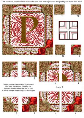 Vintage Red P Monogram All 4 Corner Stacker Card Front