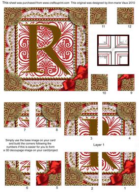 Vintage Red R Monogram All 4 Corner Stacker Card Front