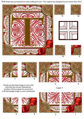 Vintage Red T Monogram All 4 Corner Stacker Card Front