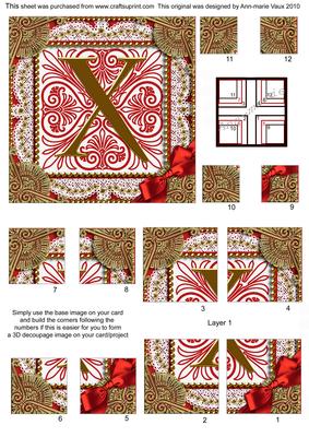 Vintage Red x Monogram All 4 Corner Stacker Card Front