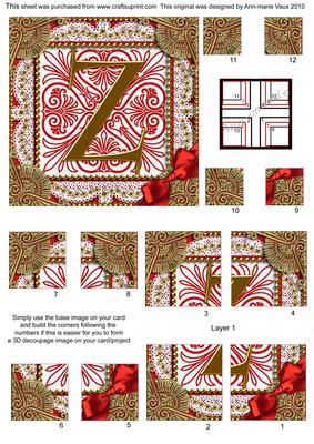 Vintage Red Z Monogram All 4 Corner Stacker Card Front