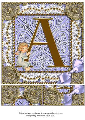 Angel a Monogram 8inch Picture Sheet
