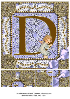 Angel D Monogram 8inch Picture Sheet