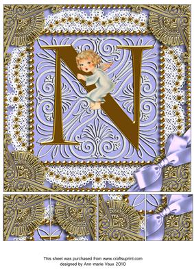 Angel N Monogram 8inch Picture Sheet