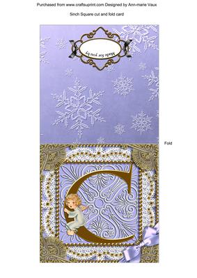 Angel C Monogram Portrait Fold Card