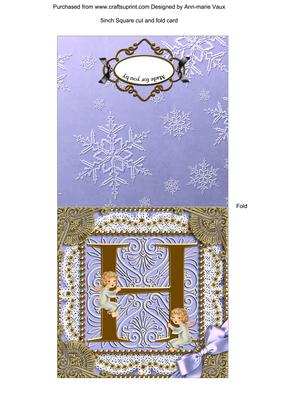 Angel H Monogram Portrait Fold Card