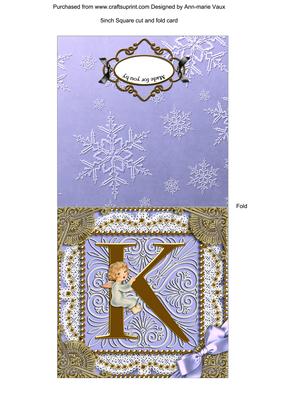 Angel K Monogram Portrait Fold Card