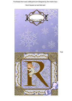 Angel R Monogram Portrait Fold Card