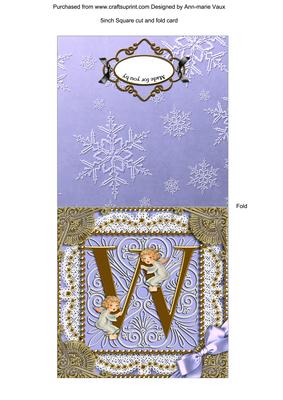 Angel W Monogram Portrait Fold Card