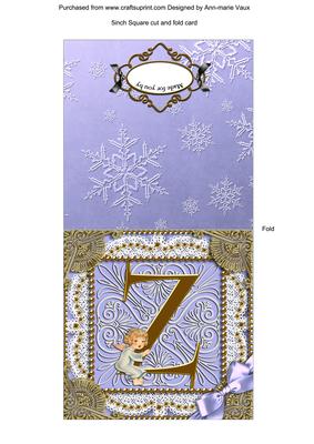 Angel Z Monogram Portrait Fold Card