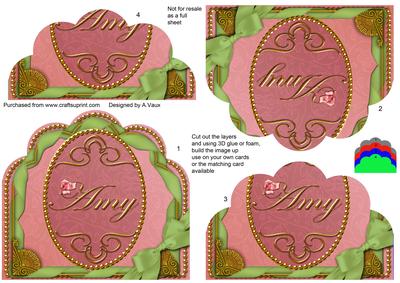 Pink Green Amy Ornate Scalloped Bottom Stacker