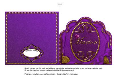Purple Marion Ornate Scalloped Folded Card