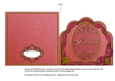 Dusky Pink Janet Ornate Scalloped Folded Card
