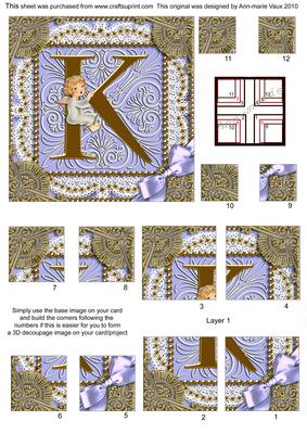 Angel K Monogram All 4 Corner Stacker Card Front
