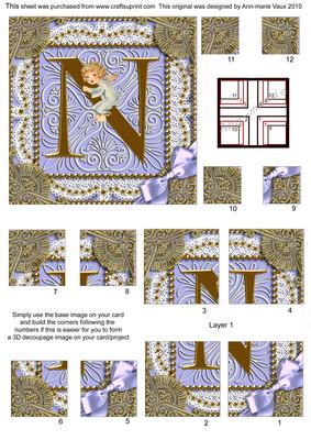 Angel N Monogram All 4 Corner Stacker Card Front