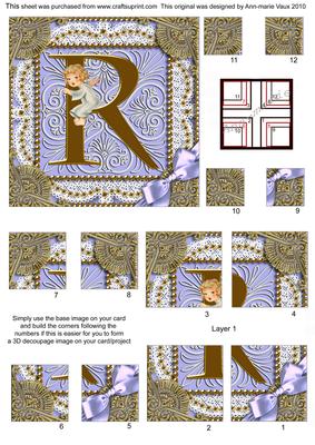Angel R Monogram All 4 Corner Stacker Card Front