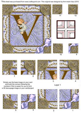 Angel V Monogram All 4 Corner Stacker Card Front