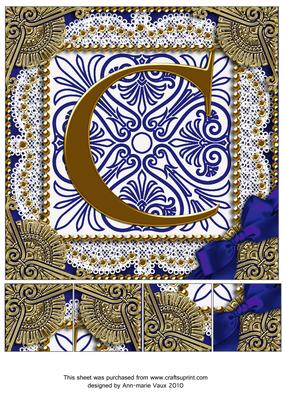 Vintage Blue C Monogram 8inch Picture Sheet
