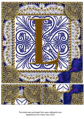 Vintage Blue L Monogram 8inch Picture Sheet