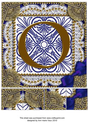 Vintage Blue O Monogram 8inch Picture Sheet