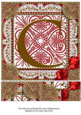 Vinatge Red C Monogram 8inch Picture Sheet