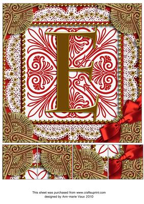 Vintage Red E Monogram 8inch Picture Sheet