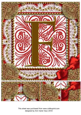 Vinatge Red F Monogram 8inch Picture Sheet