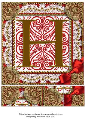 Vintage Red H Monogram 8inch Picture Sheet