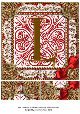 Vinatge Red L Monogram 8inch Picture Sheet