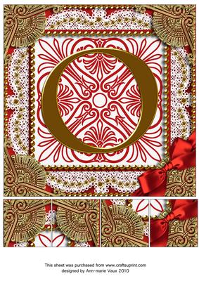 Vinatge Red O Monogram 8inch Picture Sheet